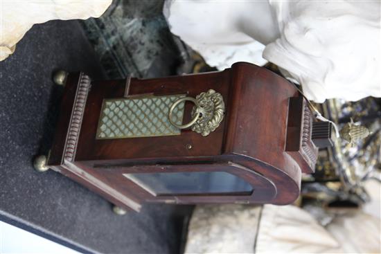 A Regency brass inset mahogany hour repeating bracket clock, 19.5in.